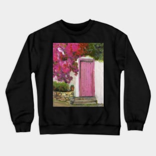 Meditteranean House with Pink Flowers Crewneck Sweatshirt